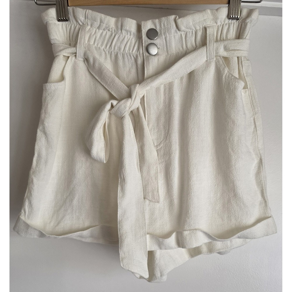 Vintage Havana Women Shorts Size L White Casual Resort Bermuda Linen Blend